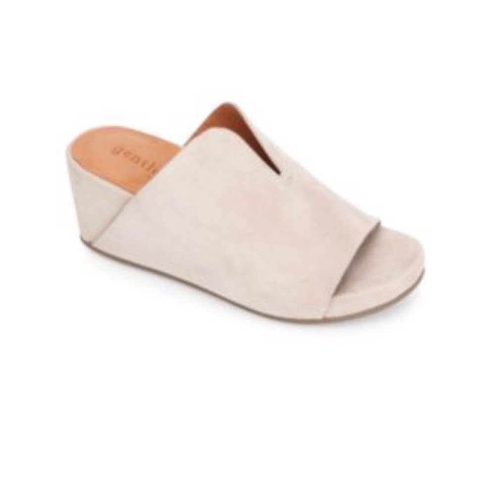 Gentle Souls Suede Gisele Platform Sandals Gray Nude Leather Lined Cream Sz 11